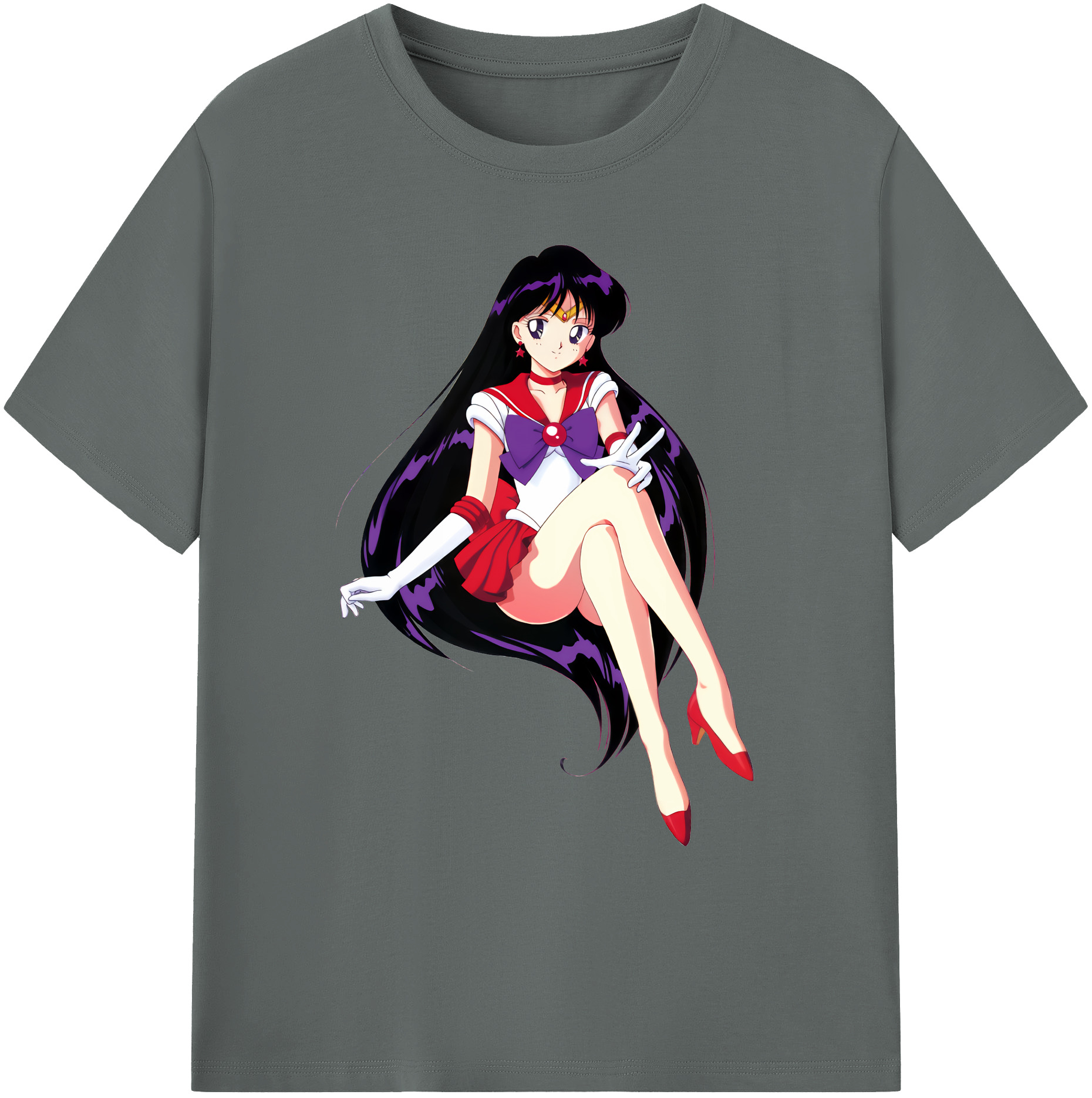 （画像用） 美少女戦士セーラームーン 火野レイ ひの レイ Sailor Moon Hino Rei （セーラーマーズ,Sailor Mars） 綿100％ メンズ半袖Tシャツ｜肌触りやわらか＆通気性